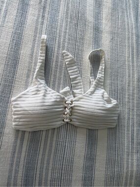White Lace-Up Bikini Top